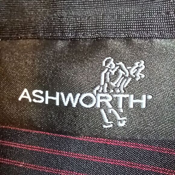 ASHWORTH Golf Polo Short Sleeve Logo Shirt Black Red Pinstripe Men's Size 2X - Picture 6 of 12